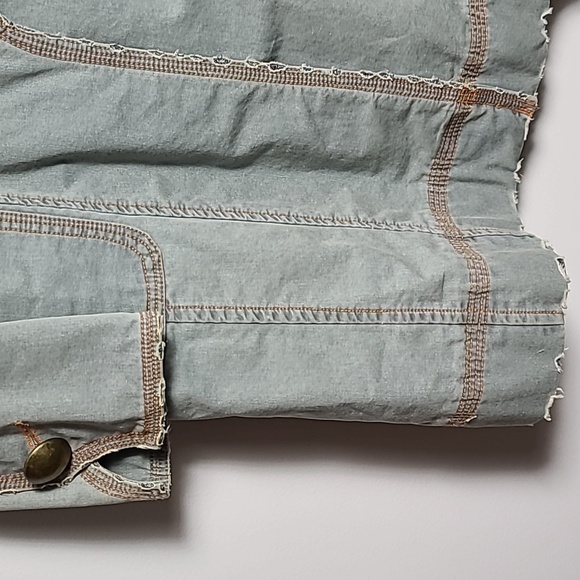 PAPARAZZI Vintage Mid Length 100% Cotton Distressed Jacket w/ Buttons Size Small - Picture 3 of 16